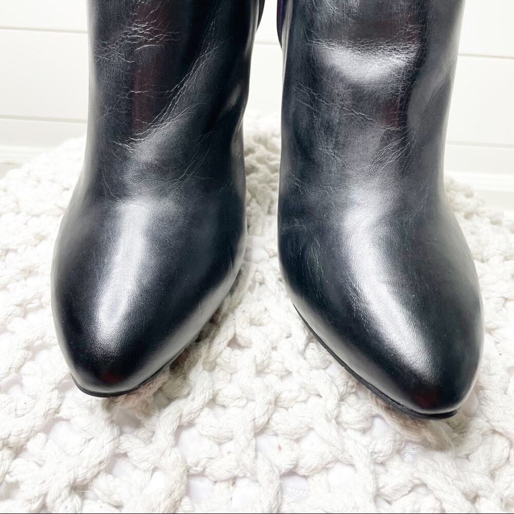 CAbi Bisset Color Block Pointed Toe Leather Booties Black Vino Size 10 - Picture 6 of 9